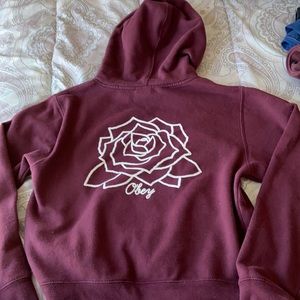 Obey world wide burgundy hoodie